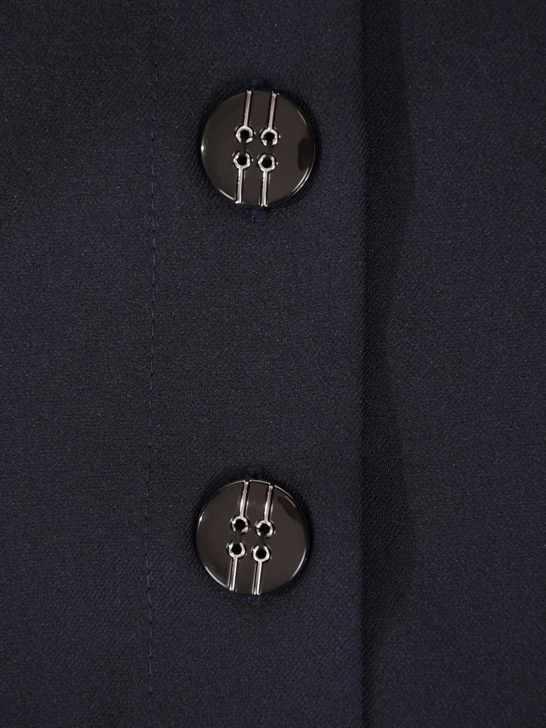 Elegancka granatowa spódnica do kolan na jesień – prosty krój z guzikami subtelnie wysmuklający 41604