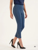 Eleganckie niebieskie spodnie damskie na gumce – dopasowany fason ze stylowymi suwakami 34875