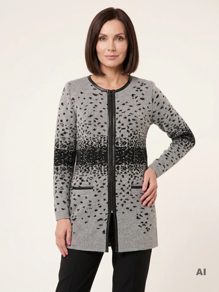 Elegancki sweter damski rozpinany na zamek – prosty krój tuszujący niedoskonałości sylwetki 38958