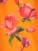 Pomarańczowa sukienka rozkloszowana maxi w kwiaty – elegancki krój z rękawem 3/4 i kontrafałdami 38025