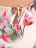 Rozkloszowana sukienka maxi w barwne kwiaty – zmysłowe rozcięcie i wiązanie podkreślające talię 30109
