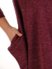 Bordowa sukienka tuba z rękawem 3/4 i dekoltem w serek – wygodny fason z kieszeniami 27958
