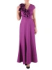 Długa fuksjowa sukienka rozkloszowana z rozcięciem – kopertowy dekolt z brokatowym blaskiem 39006