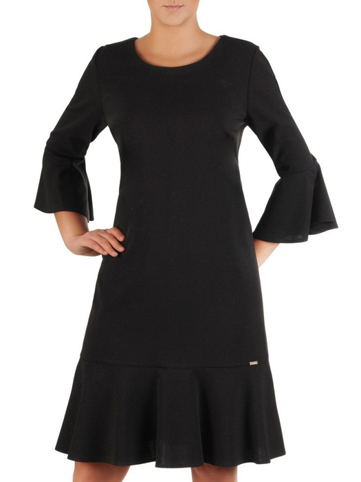 Czarna sukienka z falbanami i ozdobnym wiązaniem na karku 23455