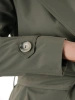 Stylowy płaszcz na jesień damski trencz khaki – kobiecy fason z paskiem modelującym sylwetkę 39409