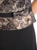 Ponadczasowy komplet czarno-złoty z bluzką żakardową i maxi spódnicą – wyszczuplające zaszewki, na specjalne okazje 32176