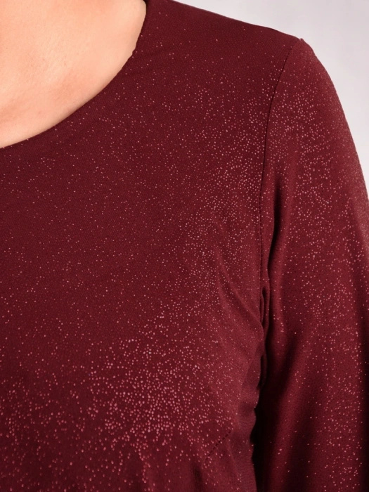Elegancki bordowy komplet ze spodniami na wesele – wysmuklający fason z efektownym brokatem 41074