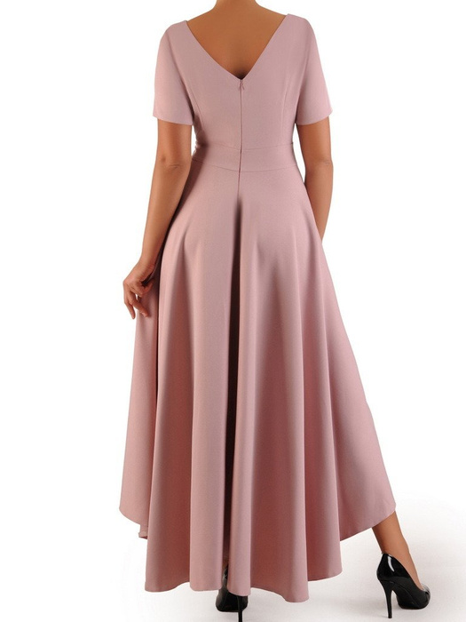 Pudrowa sukienka maxi z błyszczącą aplikacją w talii 22763