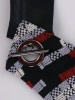 Prosta czarna sukienka midi w geometryczne wzory – elegancka kreacja bez rękawów z kieszeniami 14741