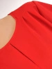 Elegancka czerwona bluzka świąteczna z dekoltem w łódkę – prosty fason z modnymi zakładkami 33363