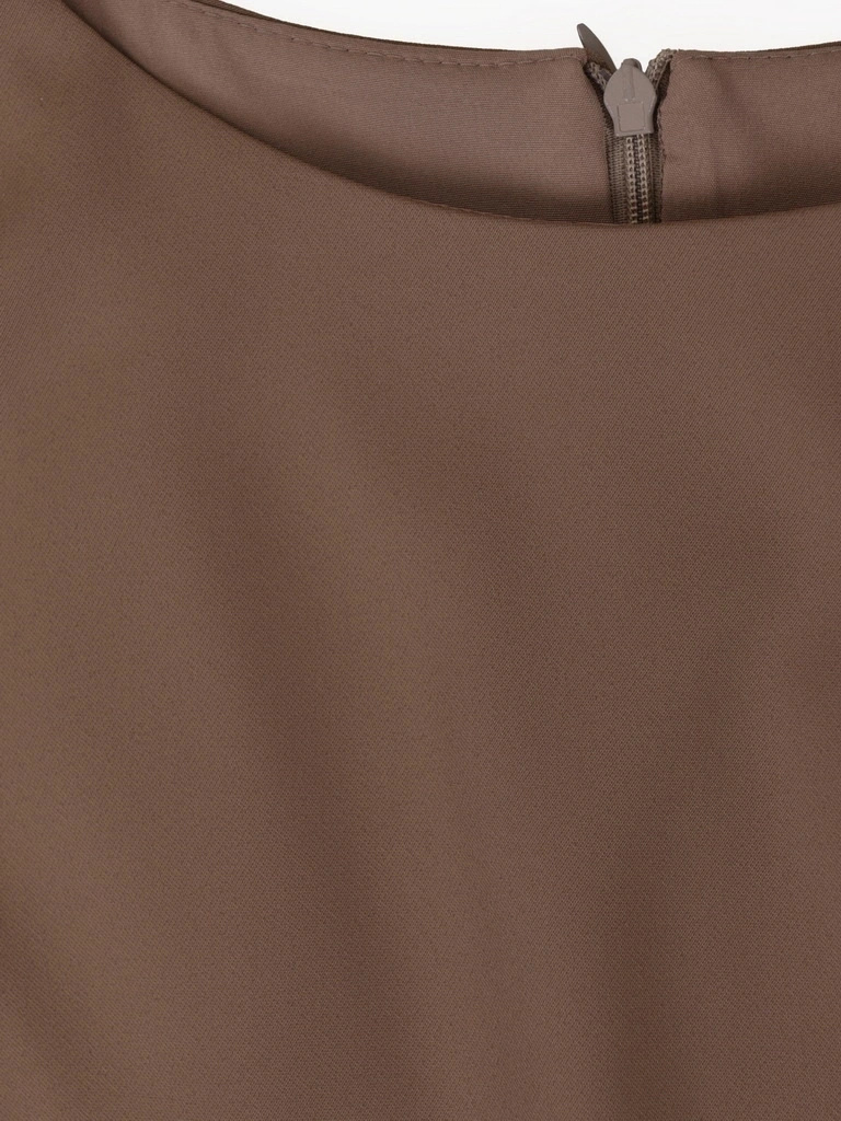 Elegancka sukienka do pracy midi prosta w kolorze mokka – stylowy fason z paskiem podkreślającym talię 40409