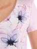 Elegancka sukienka midi w liliowe kwiaty o prostym kroju – pionowe cięcia wysmuklające sylwetkę 38103