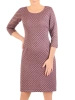 Elegancka fioletowa sukienka jesienna do pracy – prosty fason modelujący sylwetkę zaszewkami 34363