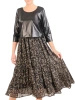 Elegancka sukienka rozkloszowana w kwiaty – kobiecy fason midi z rękawem 3/4 31637