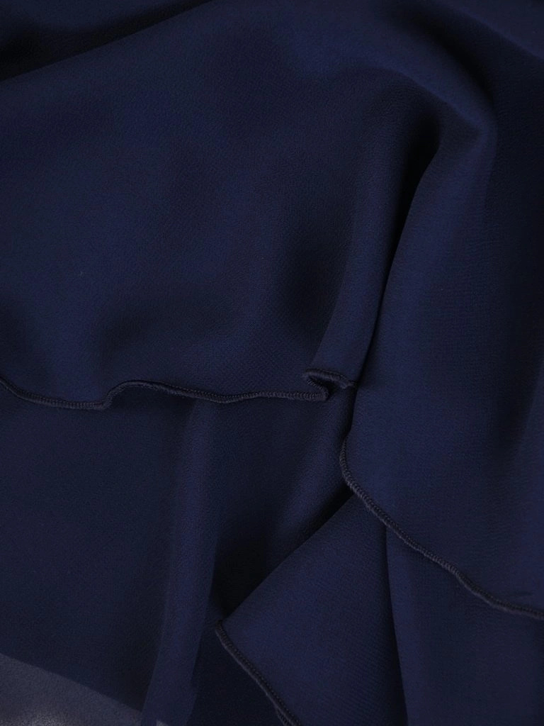 Elegancka granatowa tunika rozkloszowana – szyfonowe falbany dodające lekkości sylwetce 27282
