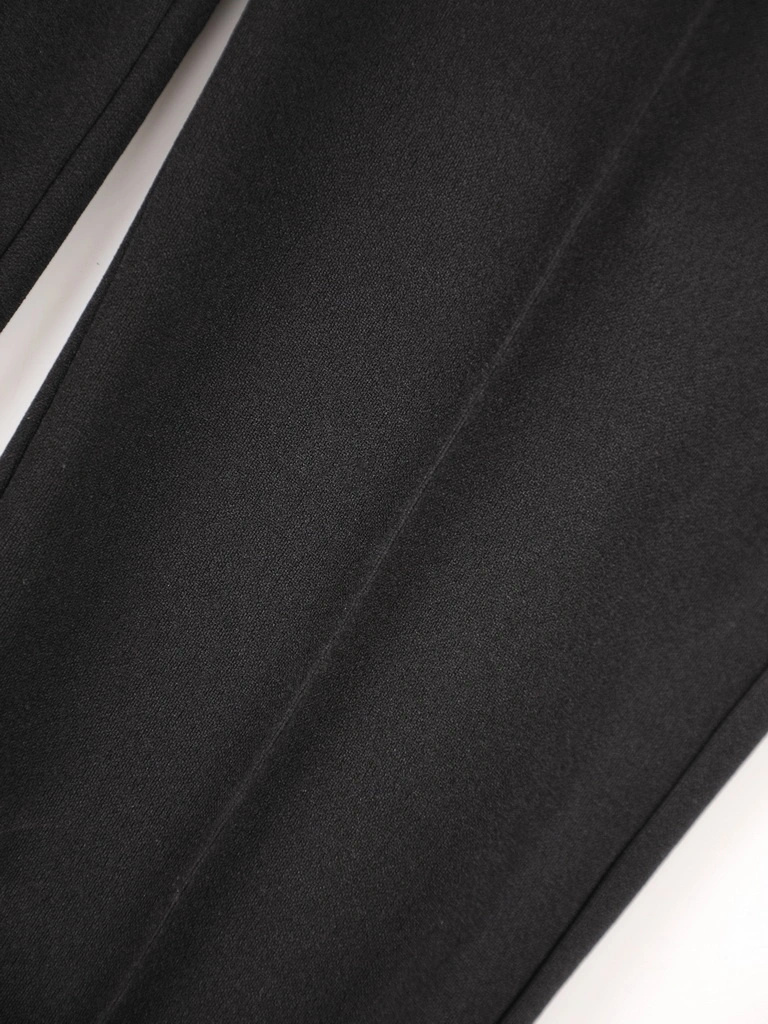 Elegancki komplet damski ze spodniami w pepitkę – prosty krój z kokardą i ozdobnymi rękawami 36740