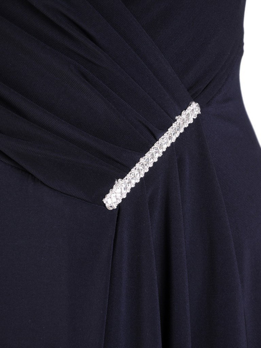 Granatowa sukienka maxi, elegancka kreacja z rozcięciem 27303