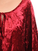 Bordowa, welurowa sukienka z ozdobnymi falbanami i wiązaniem 31717