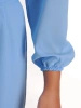 Błękitna sukienka rozkloszowana maxi na lato – akcent na talię i ozdobna falbana 26837
