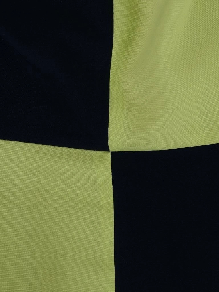 Elegancka sukienka trapezowa midi granatowa z pistacją – kobiecy krój tuszujący biodra 2906