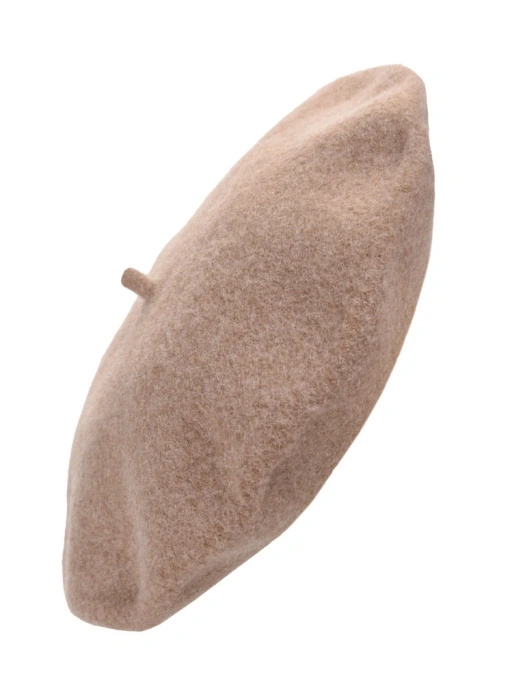 Elegancki beret damski wełniany beż melanż – stylowy fason francuski z antenką 40880