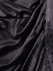 Aksamitna sukienka z ukośnymi marszczeniami 18792, grafitowa kreacja wyszczuplająca