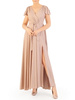 Sukienka na wesele, elegancka, kopertowa, długa suknia z połyskującego materiału 34534