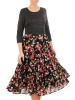 Elegancka sukienka rozkloszowana midi w kwiaty – kobiecy krój z rękawem 3/4 i ozdobną falbaną 31663