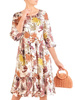 	Rozkloszowana sukienka w kwiaty, kreacja z gumkami na rękawach 29528