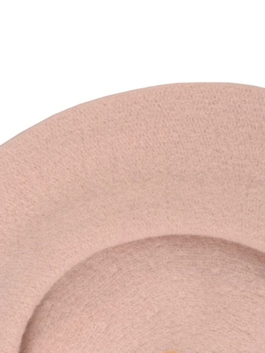Elegancki beret damski wełniany pudrowy róż – francuski krój z uroczą antenką na chłody 40900