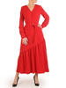 Czerwona sukienka z kopertowym dekoltem i modną falbaną 31966