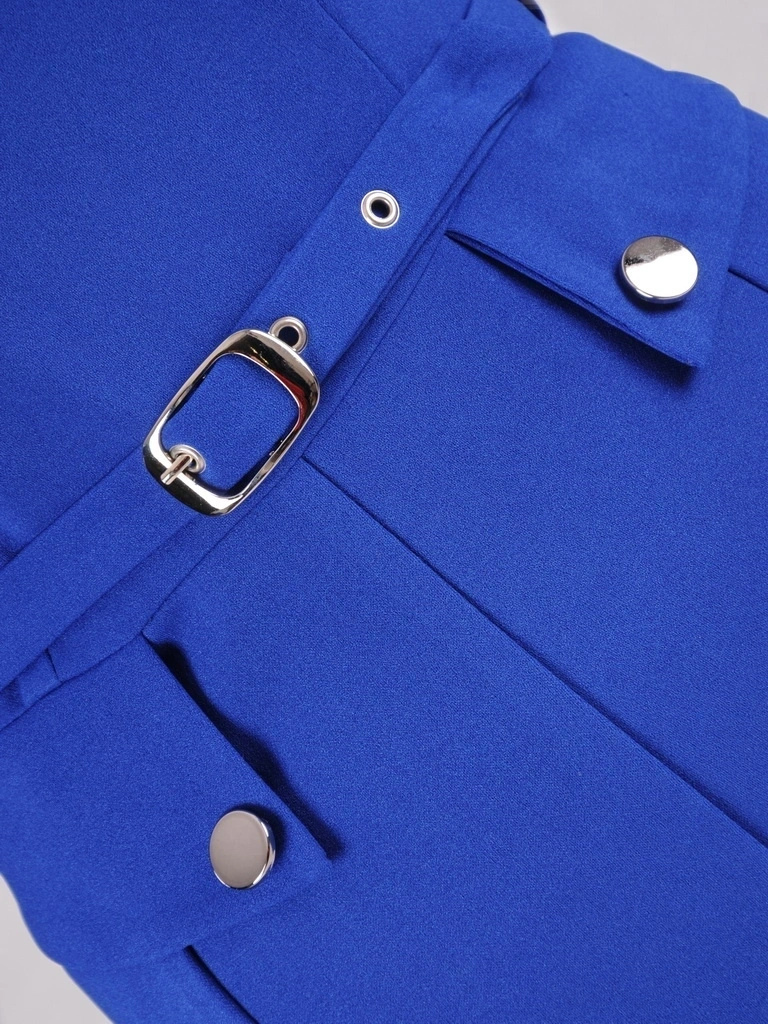Chabrowa kreacja midi o fasonie syrenki z paskiem – elegancko akcentowana talia 37159