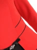 Elegancka czarno-czerwona sukienka ołówkowa midi – baskinka modelująca talię i odpinana broszka 36589