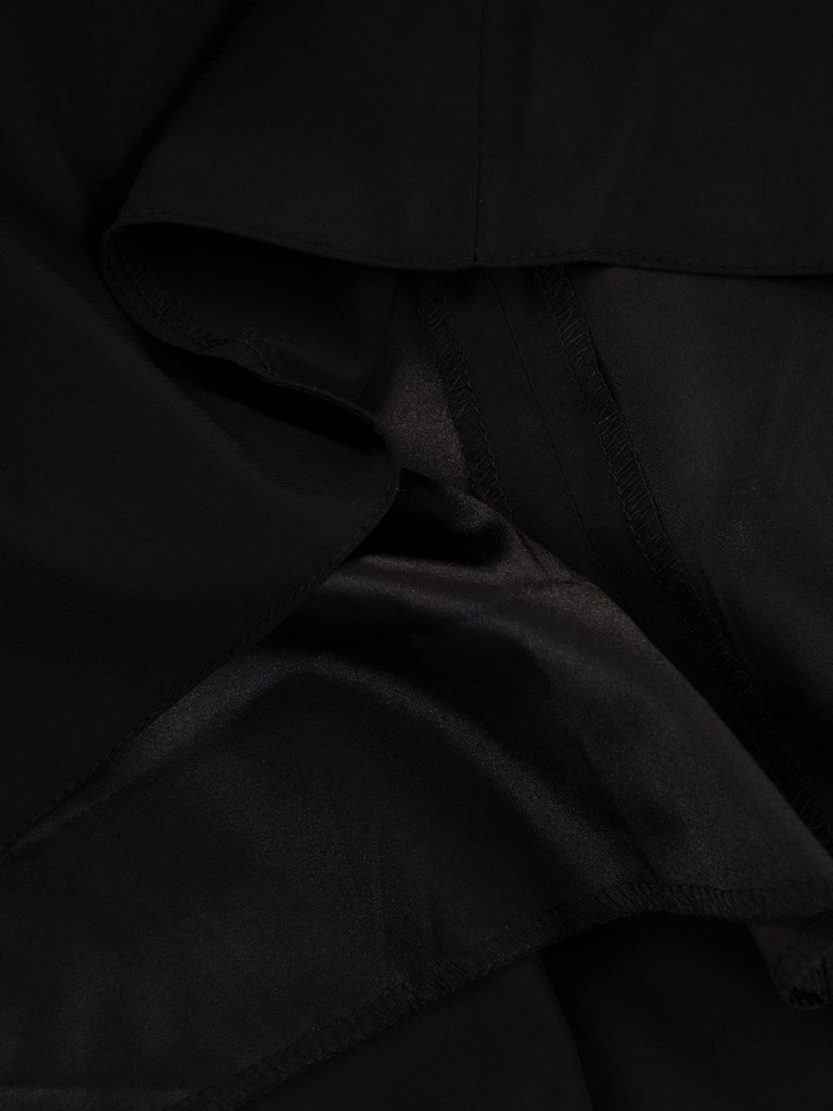 Elegancka czarna spódnica damska trapezowa na jesień – fason maskujący biodra z podszewką 3383