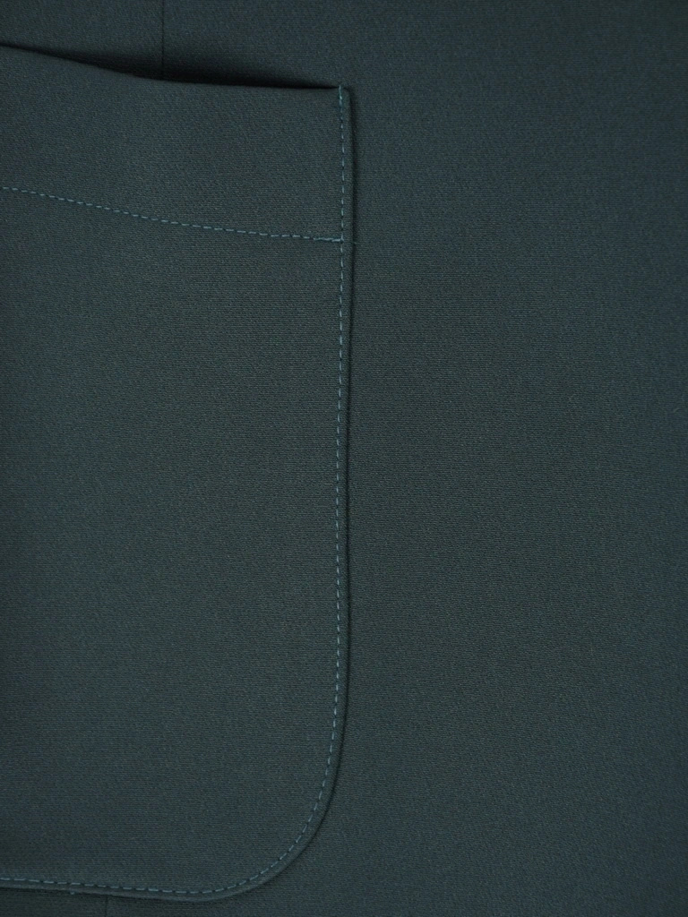 Elegancki żakiet damski do sukienki w kolorze butelkowej zieleni – swobodny, luźny fason 41961