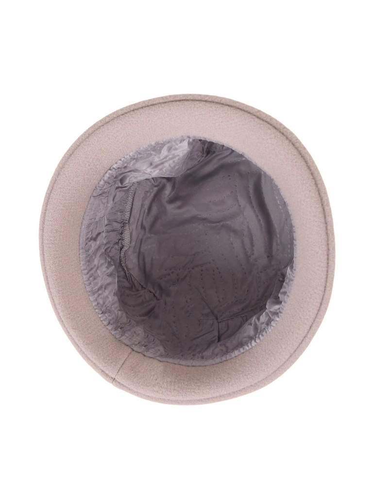 Elegancki kapelusz damski zimowy cloche szary – wywinięte rondo z ciepłą podszewką 42413