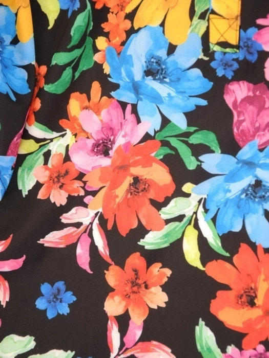 Elegancka bluzka wizytowa trapezowa w kwiaty – wiskozowy fason tuszujący biodra 34762