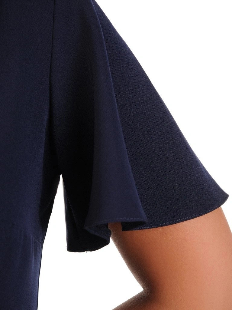 Granatowa sukienka wieczorowa rozkloszowana midi – kobiecy krój z godetami modelujący sylwetkę 21267