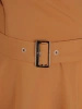 Wizytowa sukienka rozkloszowana z kopertowym dekoltem – piaskowy model z paskiem modelującym talię 19383