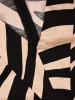 Czarno-beżowa sukienka trapezowa z paskiem – swobodny fason midi z rozcięciami 41761