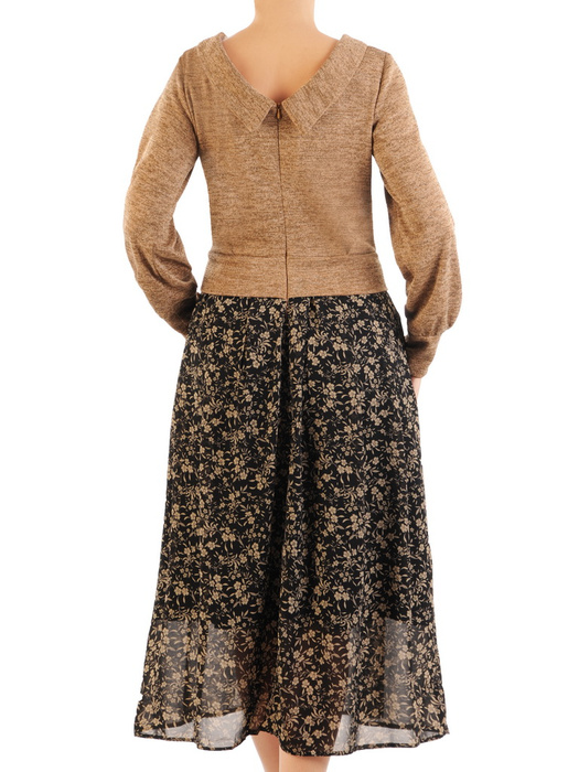 Nowoczesna sukienka z łączonych materiałów, kreacja na jesień 34020