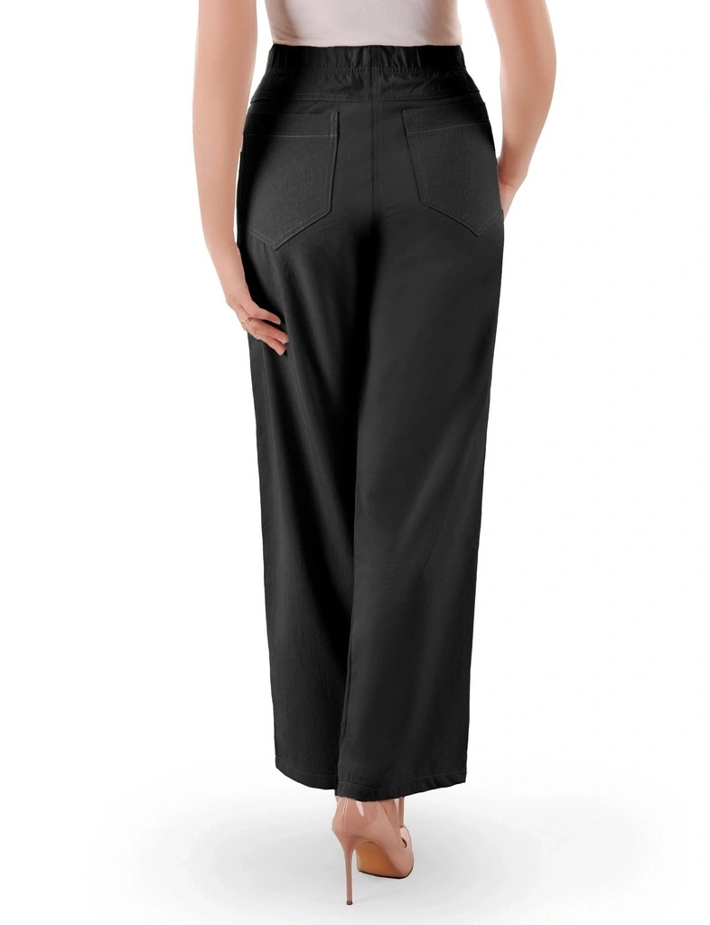 Czarne spodnie palazzo plus size z wysokim stanem – wysmuklające sylwetkę, idealne na lato 38368