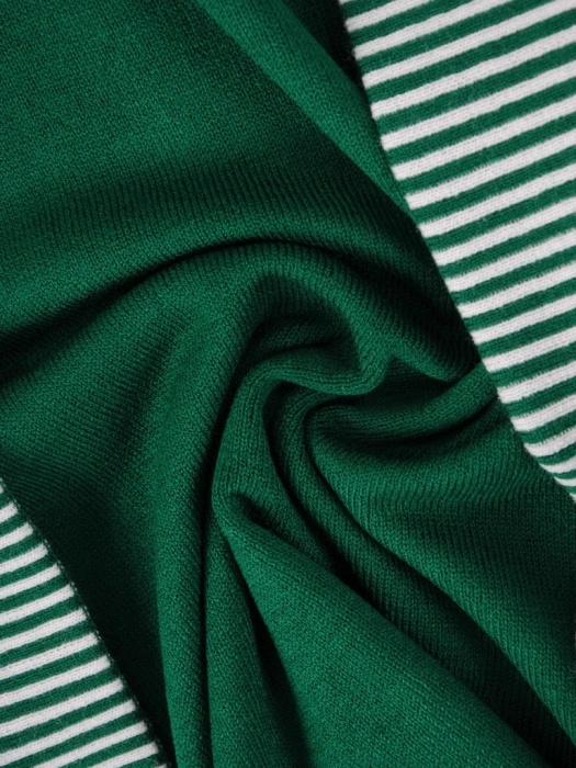 Elegancki sweter damski w paski z narzutką – prosty fason idealny na chłodne dni 38910