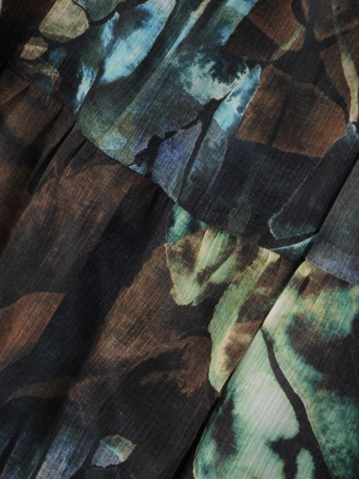 Butelkowa sukienka rozkloszowana midi z rękawem 3/4 – zwiewna falbana wysmuklająca sylwetkę 28019