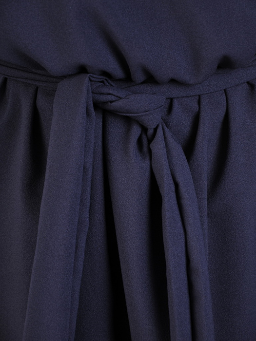 Granatowa, rozkloszowana sukienka z kopertowym dekoltem 30917