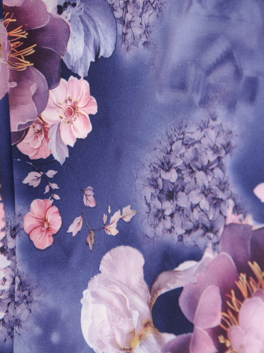 Sukienka z tkaniny, rozkloszowana kreacja w kwiatowym wzorze 35792