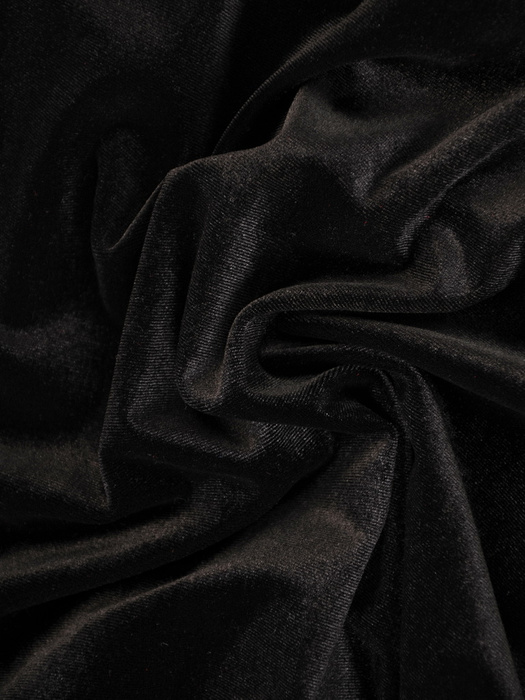 Czarna sukienka welurowa, kreacja z ozdobnym karczkiem 31979