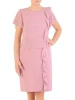 Prosta sukienka wizytowa w kolorze brudnego różu – ozdobna falbana tuszująca linię talii 30037