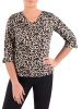 Elegancka bluzka plus size w panterkę z dekoltem V – luźny krój z rękawem 3/4, idealna na letnie dni 40845