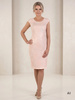 Pudroworóżowa sukienka wizytowa midi z błyszczącymi akcentami – prosty krój na letnie przyjęcia 16223